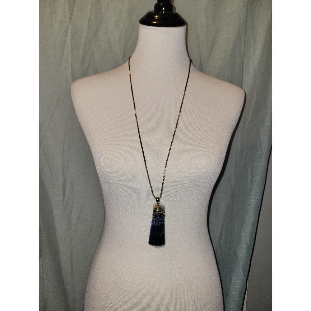 Blue And Gold Tassle necklace